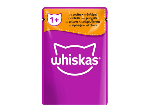 پوچ گربه ویسکاس با طعم گوشت پرندگان Whiskas Cat Pouch وزن85گرم
